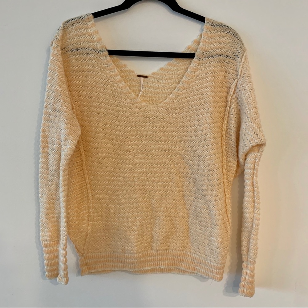 Free People Blush and White Striped Sweater